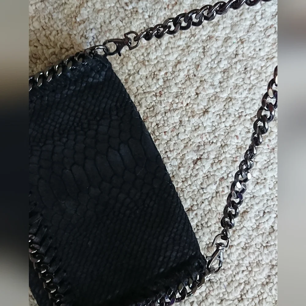 Borse In Pelle Italy Genuine black Leather Reptilian print/textured bag